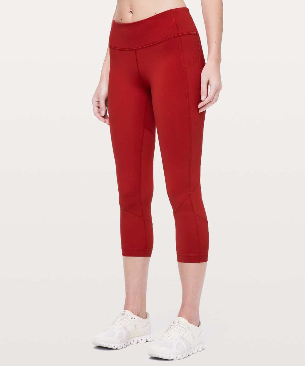 Lululemon Pace Rival Crop Dark Red Size 2 Run Gym Workout Compression Sports